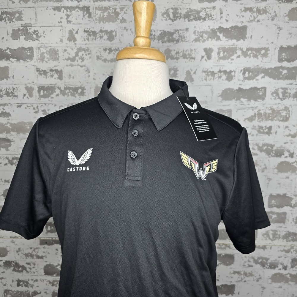 NEW Castore Short Sleeve Training Polo Black Mens Philadelphia Wings Lacrosse L